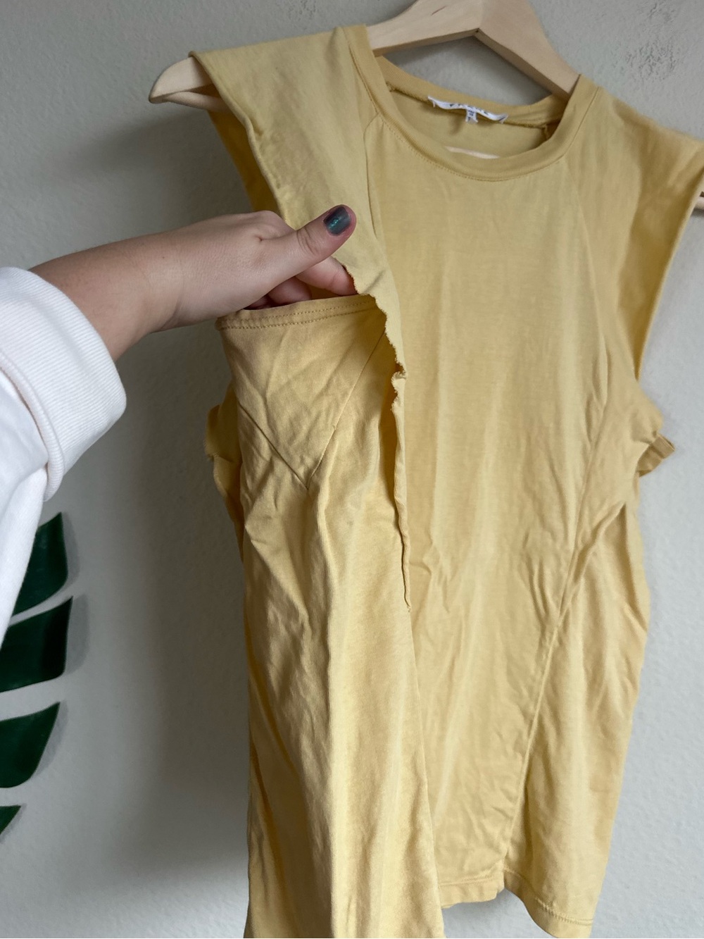 Frame Cotton Flutter Sleeve Summer Tee Muscle Tank in Cornsilk - Picture 5 of 9